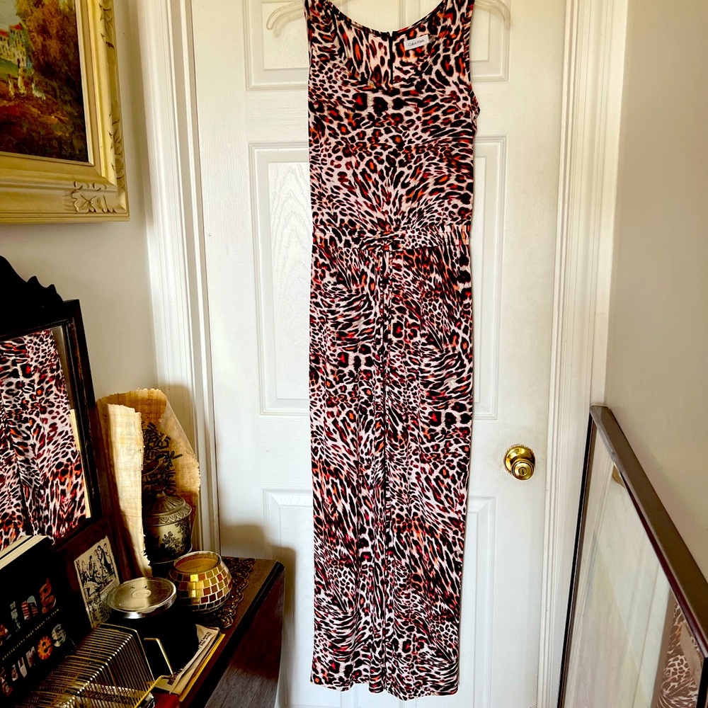 Calvin Klein Black & Pink Animal Print One-Piece Jumpsuit Size 4 - Like New